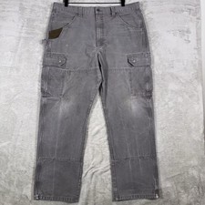 Wrangler Riggs Workwear Pants Mens 38x31 Gray Cargo Utility Pocket Double Knee
