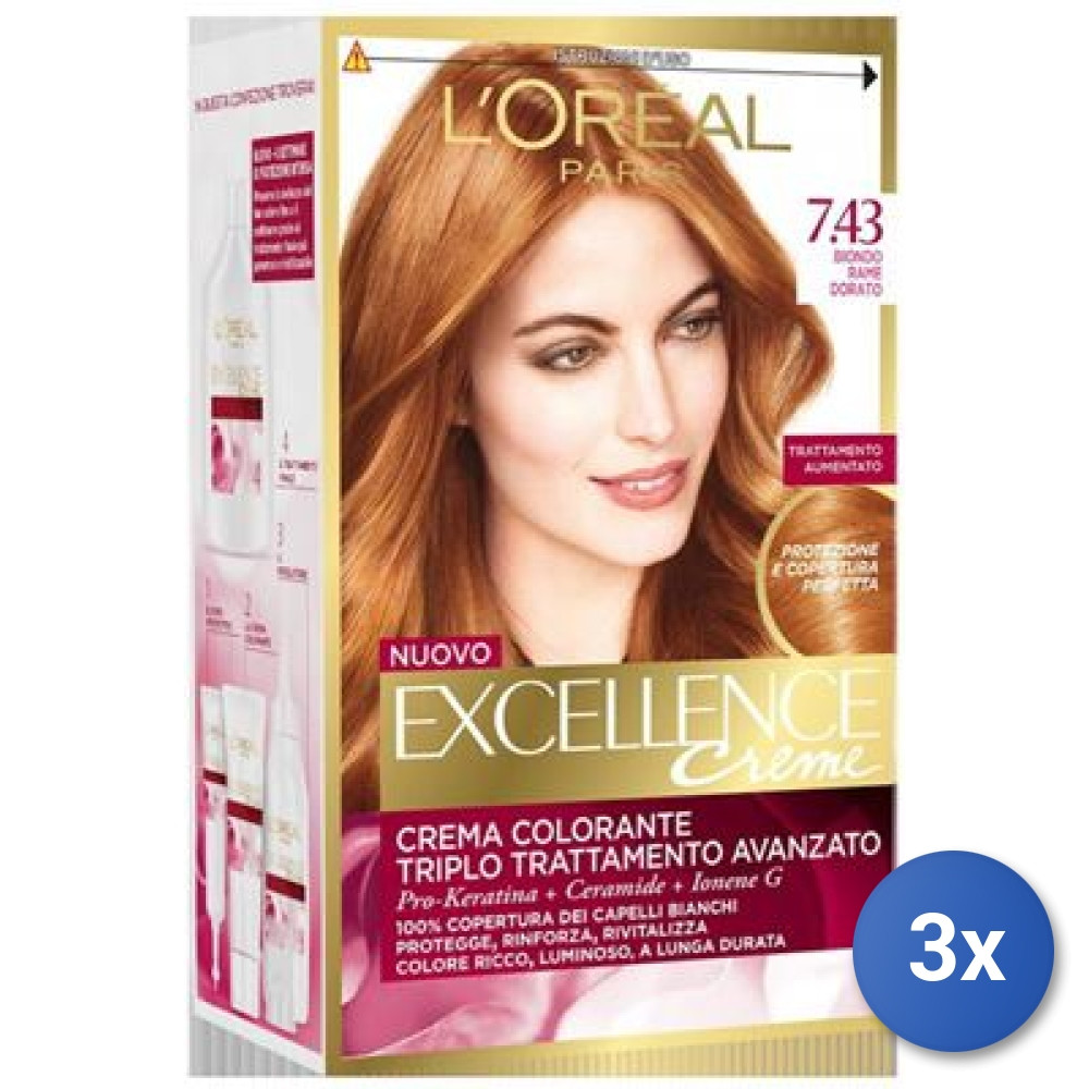 3x Bundle L’Oréal Paris Excellence Crème Biondo Ramato Dorato 7.43