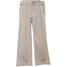 LRL Lauren Ralph Lauren Wide Leg Trouser Pants Ivory White Cotton Womens Size 8
