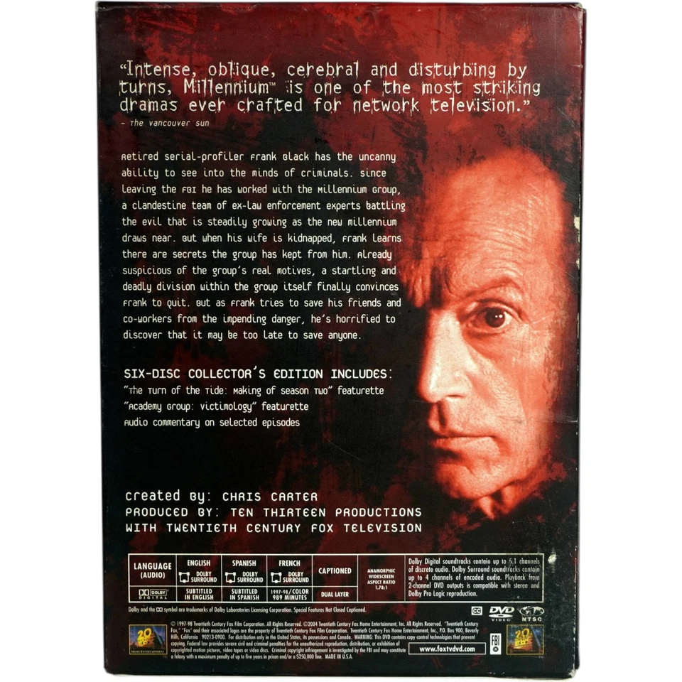 Millennium Season 2 DVD 2005 6-Disc Set Bilingual Version Lance Henricksen Foto 2 de 4