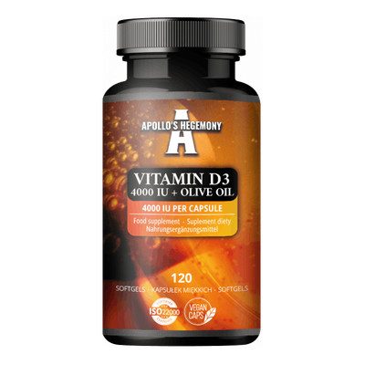 APOLLO'S HEGEMONY Vitamin D3 4000 IU + Olivenöl 120 Softgels   Immunsystem