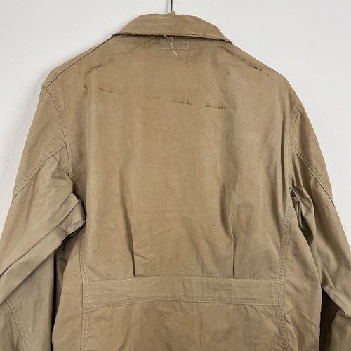 Vintage 40s Sportclad Jacket Khaki Tan Cotton Rockabilly Zip Up Sz Large - Picture 12 of 14