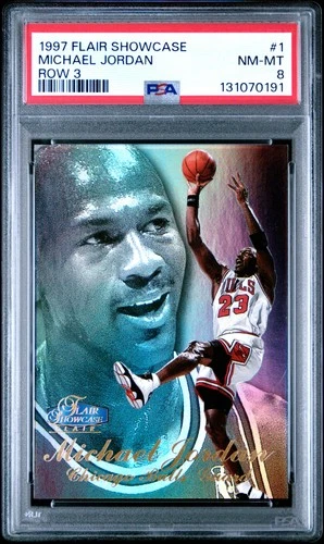 1997 FLAIR SHOWCASE ROW 3 #1 MICHAEL JORDAN PSA 8