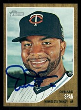 Denard Span Minnesota Twins Signed IP Autographed 2011 Topps Heritage #84