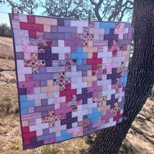 Baby Quilt Blanket Handmade Scrappy Plus Sign Vintage 100 Cotton 39"x 39"