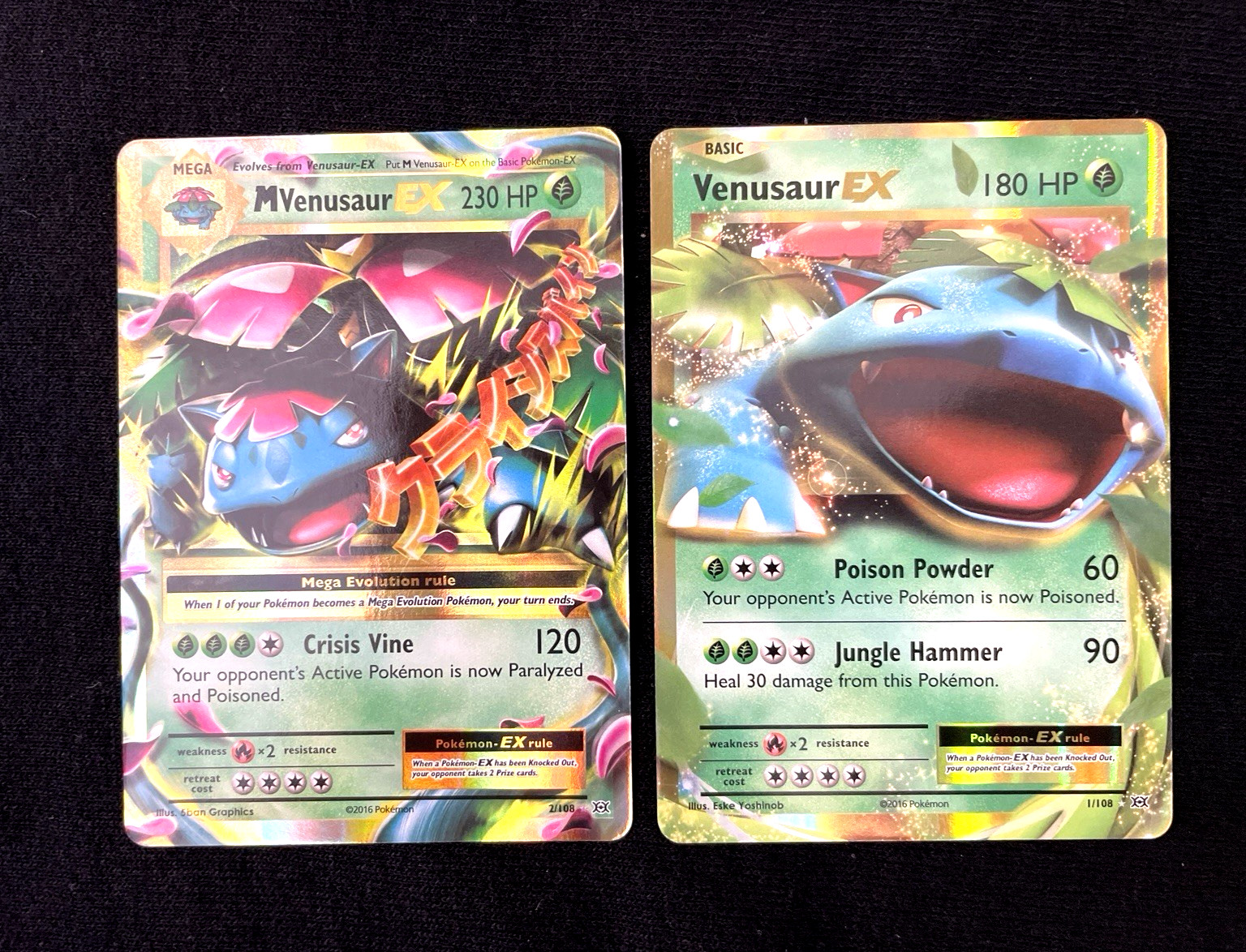 Mega Venusaur EX 2/108 & 1/108 XY Ultra Rare Full Art Holo Pokemon NM