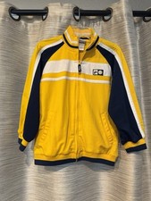 FILA Track Jacket Boys Size 7 Yellow And Navy
