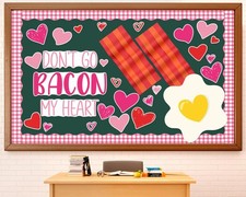 Valentines Day Bulletin Board Decoration Happy Love Heart Paper Cutout Set