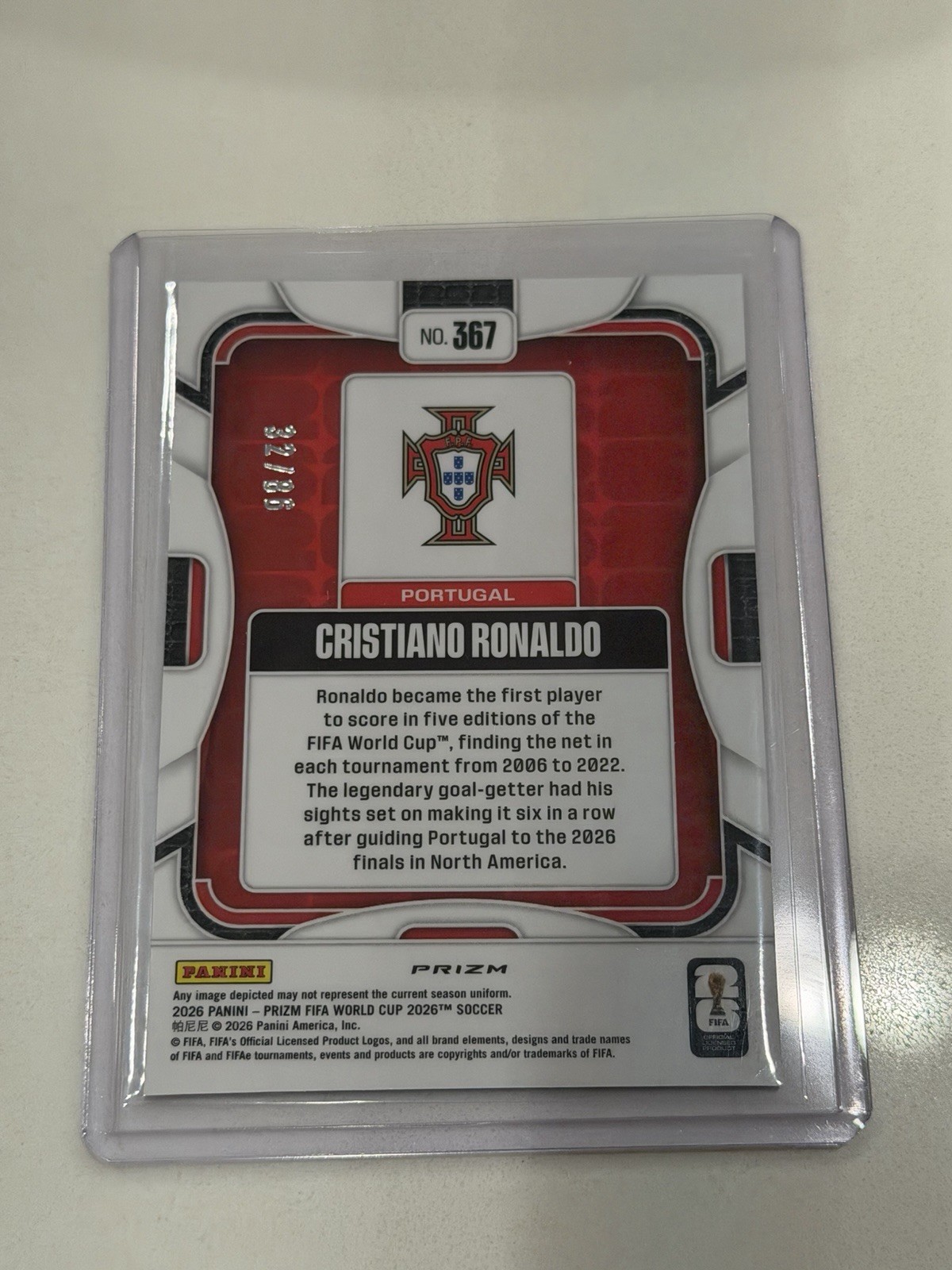 2026 Panini Prizm FIFA World Cup World Cup CRISTIANO RONALDO MAPLE LEAF /86 367 view 2