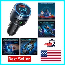 Wireless FM Bluetooth Adapter with Fast Charging  Voice Control - Metal Finish