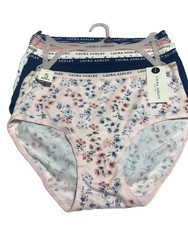 New-Laura Ashley Womens 5 Pack Brief Panties Size Small Floral Soft Cotton Blend
