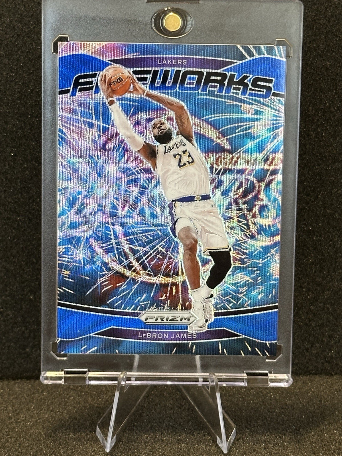 LeBron James 2024-25 Panini Prizm Blue Wave Fireworks Prizm #19 170/175
