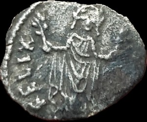 Justin II 565-578 AD. AR Light Half Siliqua . Carthage .Struck 565-567 AD. Rare
