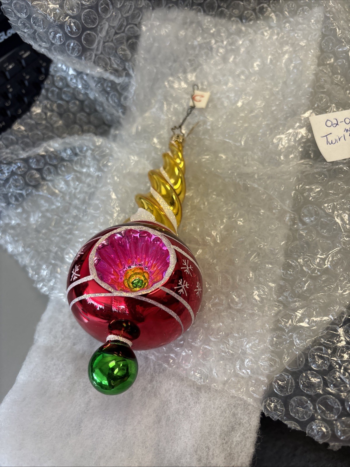 CHRISTOPHER RADKO “SWIRL AND TWIRL” Reflector Drop Ornament 02-0178-0