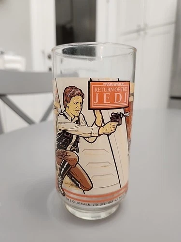 Vintage Star Wars 1983 Return of The Jedi Han Solo Coca Cola Burger King Glass