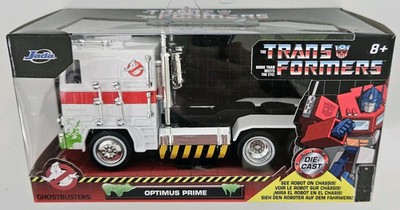 Jada 1:32 Ghostbusters x Transformers Optimus Prime G1 w/ Ecto-1 Graphics 35862