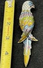 VINTAGE RHINESTONE COSTUME JEWELRY Parrot Brooch Pin 4.5" NICE PINBACK