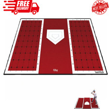 Baseball and Softball Hitting Mat for Batting Stance Practice, Home Plate Mat wi