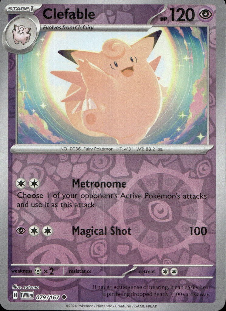 Clefable 079/167 SV06 Twilight Masquerade Reverse Holo U NM Pokémon — English
