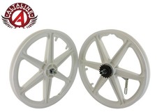 ALTALINE 20 GT Style BMX Mag Wheel White 6-Spoke Front or Rear Coaster 3/8 Axle