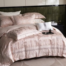 100s Cotton Silk Bedding Set 4pcs/lot Duvet Cover Bed Sheet 2 Pillowcases Pink