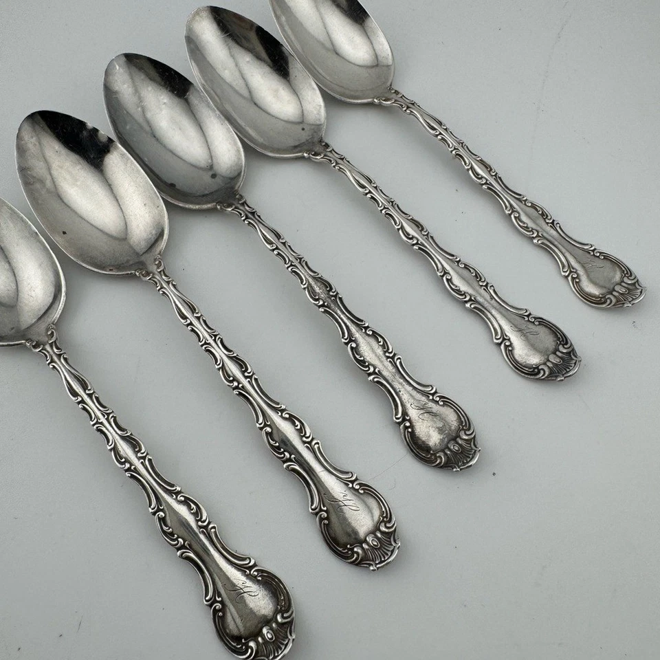 Juego de 5 cucharas de té Gorham Strasbourg de plata de ley Foto 2 de 4