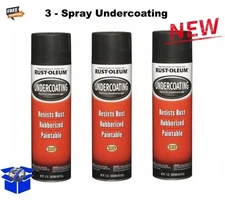 3 PACK Spray Black Rubberized Undercoating Aerosol Cans Stops Rust Formula NEW