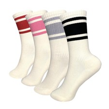 7DAYSSOCKS Women's Crew Retro Socks Collection One Size, Style 1 4 Pair