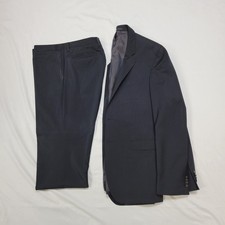 HUGO BOSS Shadow Striped Two Piece SUIT Men's 40 R Black WOOL Blend Pants 33x33