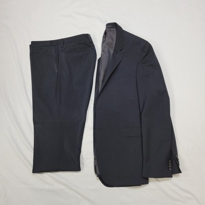 HUGO BOSS Shadow Striped Two Piece SUIT Men's 40 R Black WOOL Blend Pants 33x33