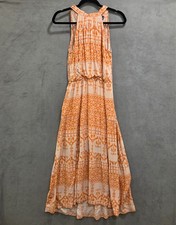 Pretty Garden Halter Maxi Dress Womens Size Small Aztec Lined Casual Beachy