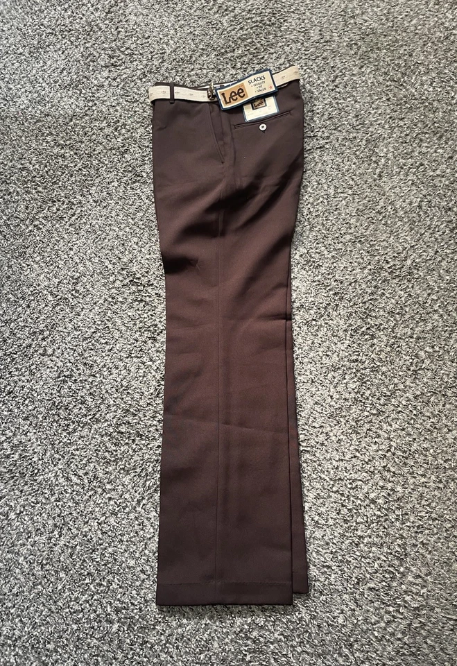 Pantalones estilo jean vintage años 70 marrón LEE poliéster 5 bolsillos talla 32x32 hechos en EE. UU. Foto 2 de 4