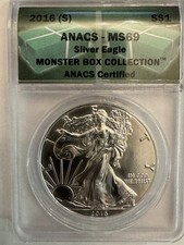 2016 (S) AMERICAN SILVER EAGLE. ANACS – CERTIFIED MS 69. MONSTER BOX COLLECTION