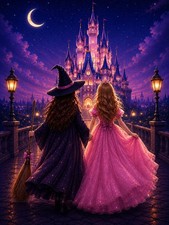 Diamond Art Kits for Adults,Princess and Witch Castle Diamond Painting  5D Full