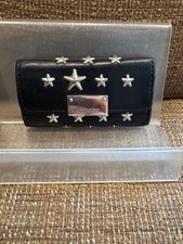 Jimmy Choo Black Leather Star Studded 4-Key Holder Case Made in Italy w/ COA