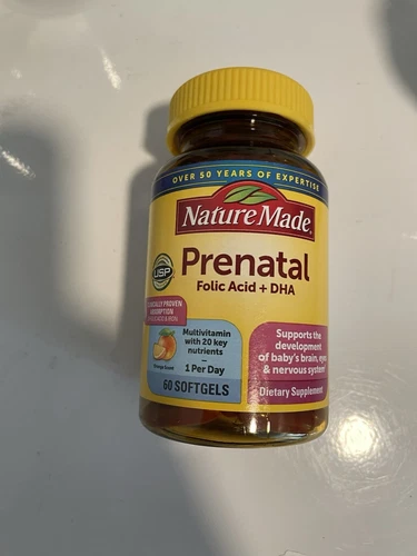Nature Made Prenatal Folic Acid + DHA, 60 Softgels Exp 04/2026