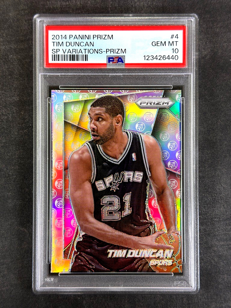 2014-15 Panini Prizm #4 Tim Duncan Short Print Variation Silver Prizm PSA 10 Gem