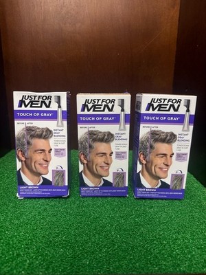 Just For Men Touch of Gray Hair Color w/ Comb Applicator, T-25 Light Brown 3PK