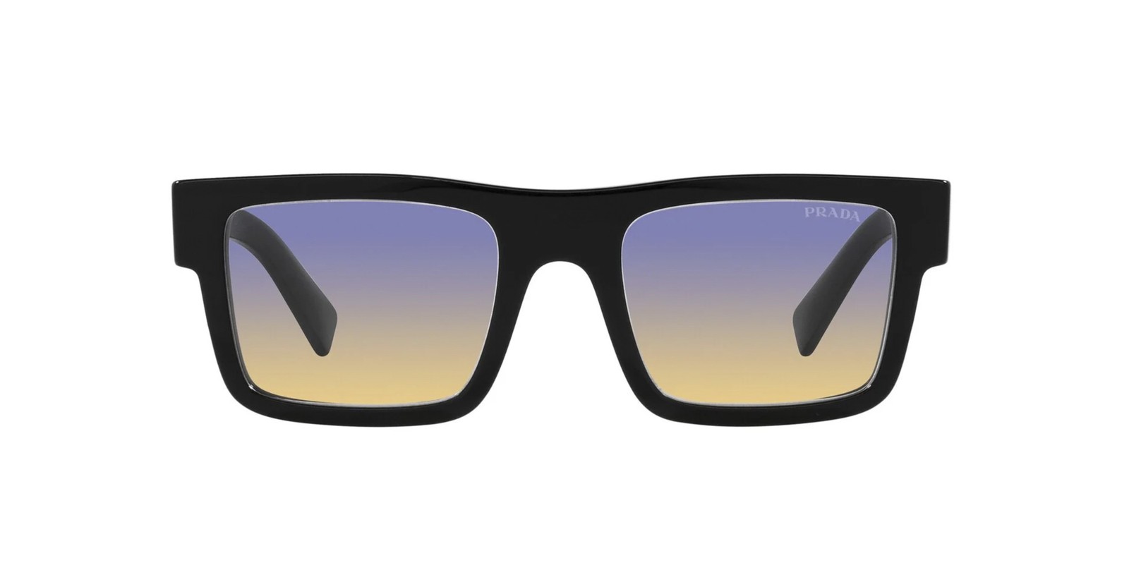 PRADA SPR19W Black Frame Clear Fifty Yellow Blue Gradient Sunglasses NEW