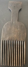 Vintage African Hair Comb Dark Wood Ornate