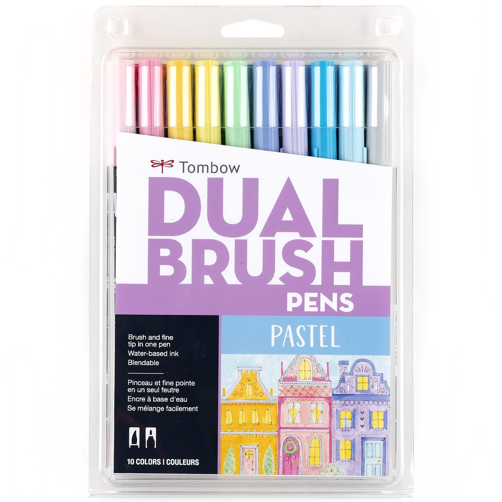 56187 Dual Brush Pen Art Markers, Pastel, 10-Pack. Blendable