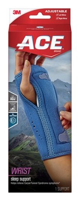 ACE Night Wrist Sleep Support, Adjustable, Blue, Helps Provide Relief from Sy