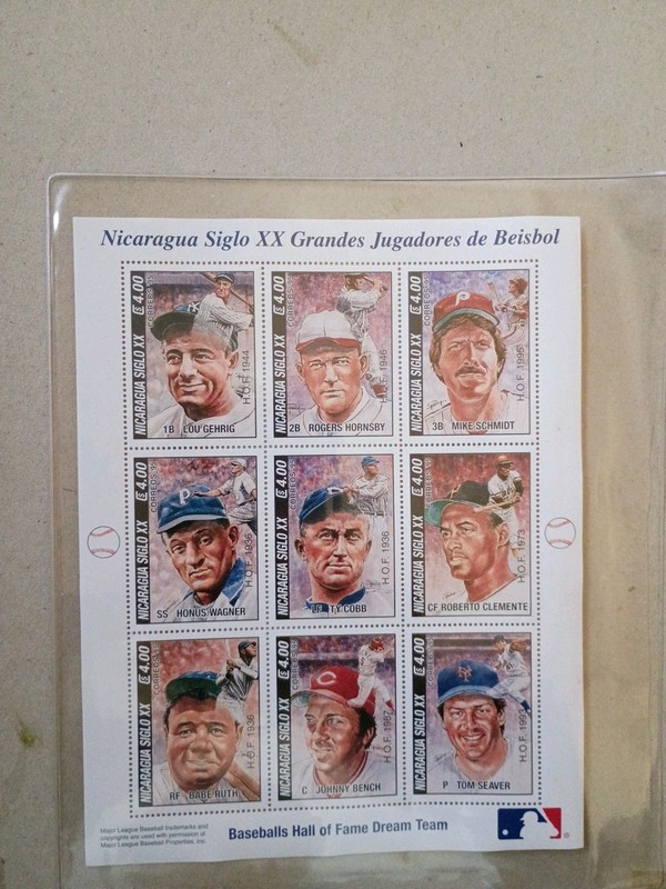 Nicaragua - Great MLB Baseball Players 9 Stamps Sheet MNH, Hall Of Frame Team