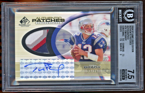 2004 SP Game Used Tom Brady /25 4 Color Patch Auto BGS 7.5/10 Patriots