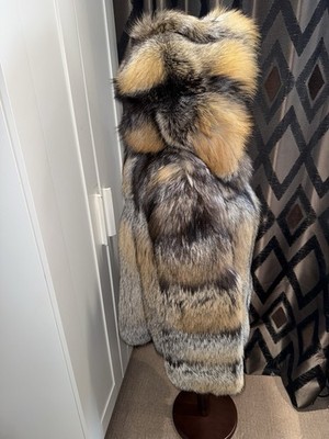 Hooded Cross Fox Fur Jacket | eBay