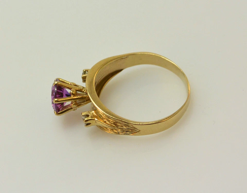Vintage Damenring mit Amethyst & Zirkonia/ 375er 9 Karat Gold (62 (19,7 mm Ø)* - Bild 4 von 4
