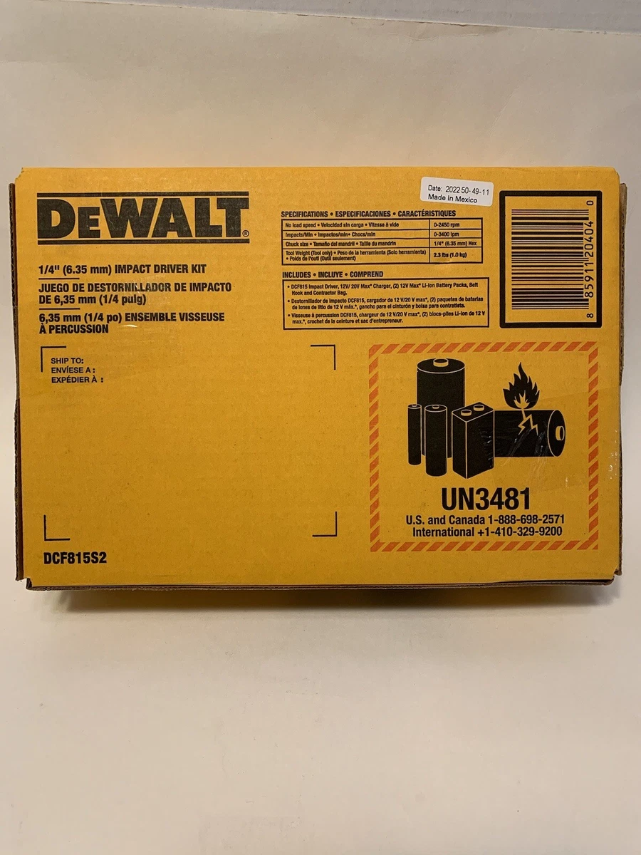 Destornillador De Impacto + Cargador + Bateria Dewalt 20v 1/4 Kit