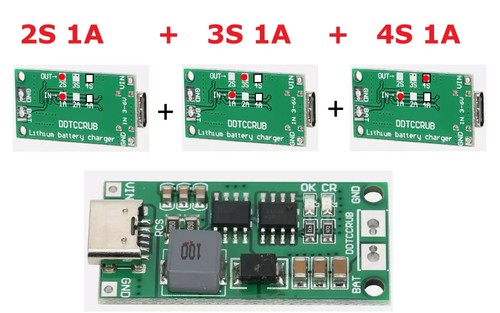 Cargador 3 PIEZAS 2S 3S 4S 8.4V 12.6V 16.8V 1A 2A 4A Boost Lipo Li-Ion DC 5V Tipo-C - Imagen 4 de 14