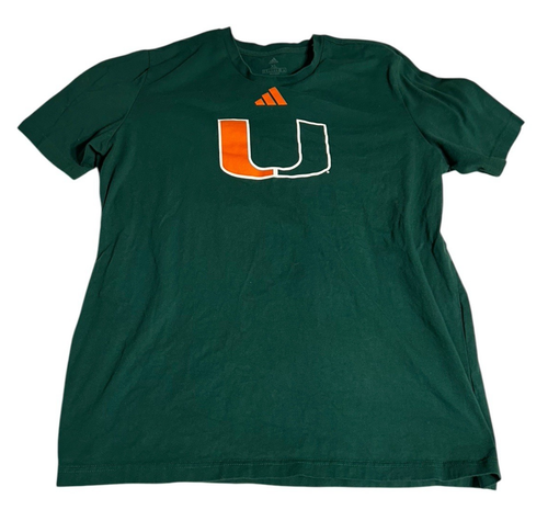 Adidas Miami Hurricanes Large Logo, Short Sleeve T-Shirt XL Dark Green - Perfect