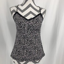 Rene Rofe Babydoll Chemise Leopard Print Lace Trim Size Small